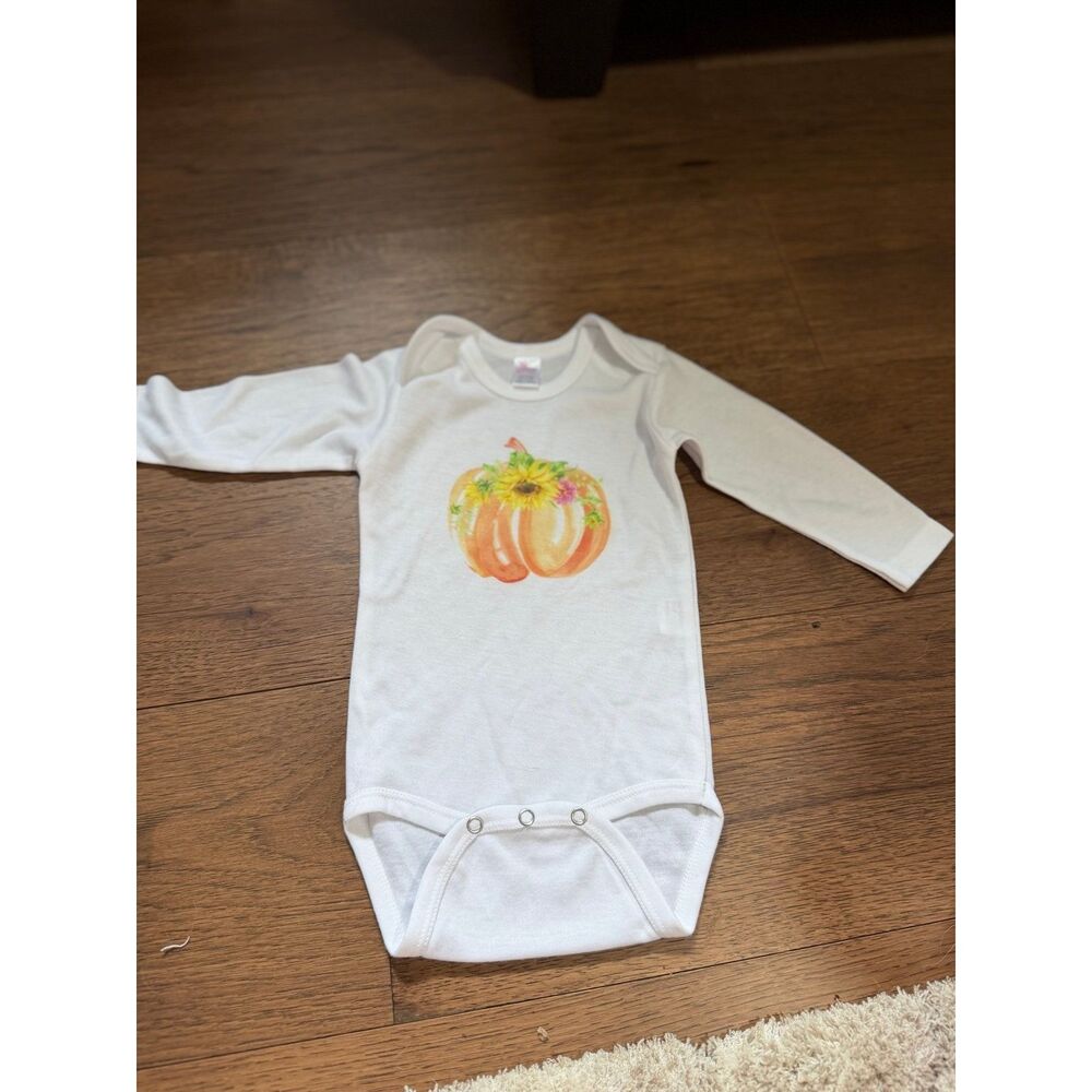 Laughing Giraffe Pumpkin Floral Bodysuit Baby Girl Size 6-12 Month NEW